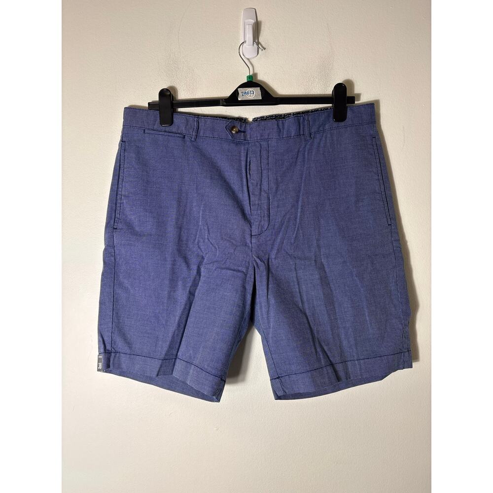 NWOT Men's Cremiux Blue and White Flat Front Cotton Shorts Sz 38